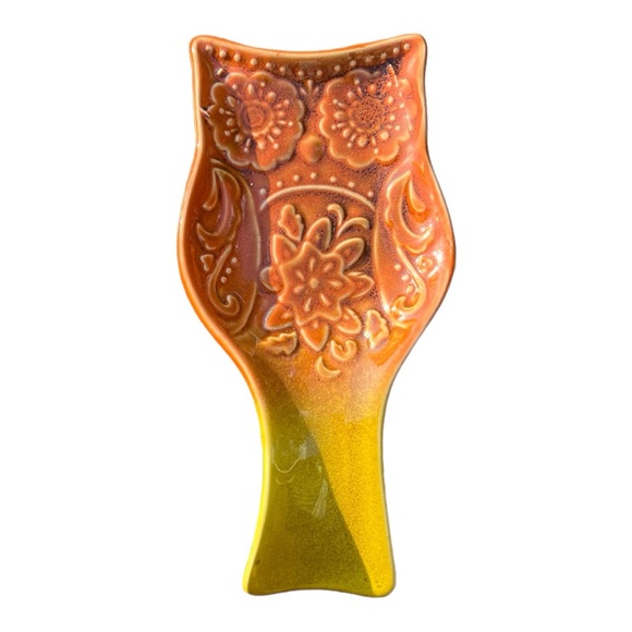 Cracker Barrel Orange and Yellow Owl Spoon Rest - Picture 3 of 4